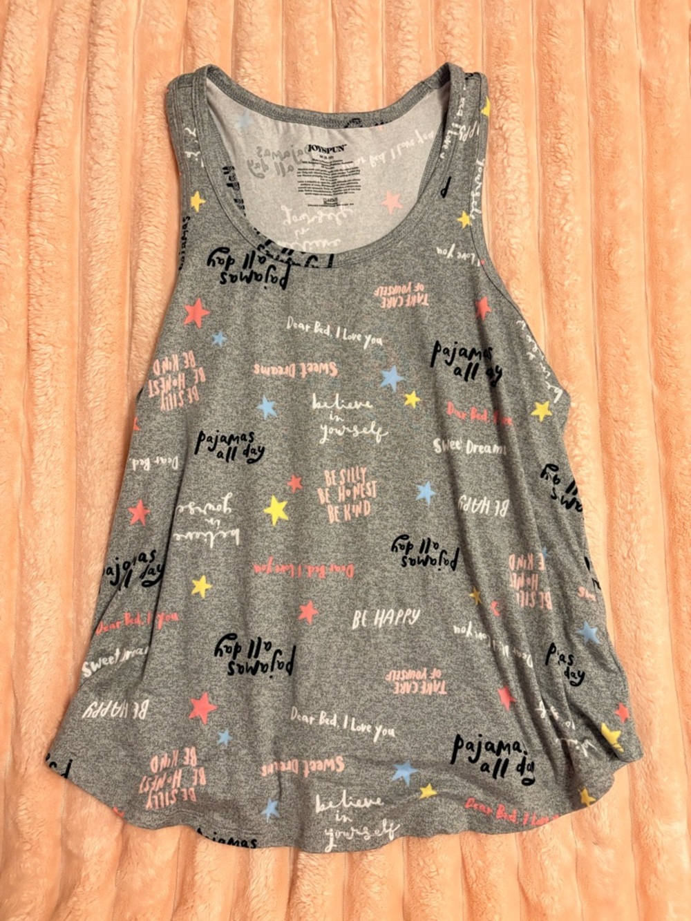 Cozy Gray Sleep Tank with Colorful Stars